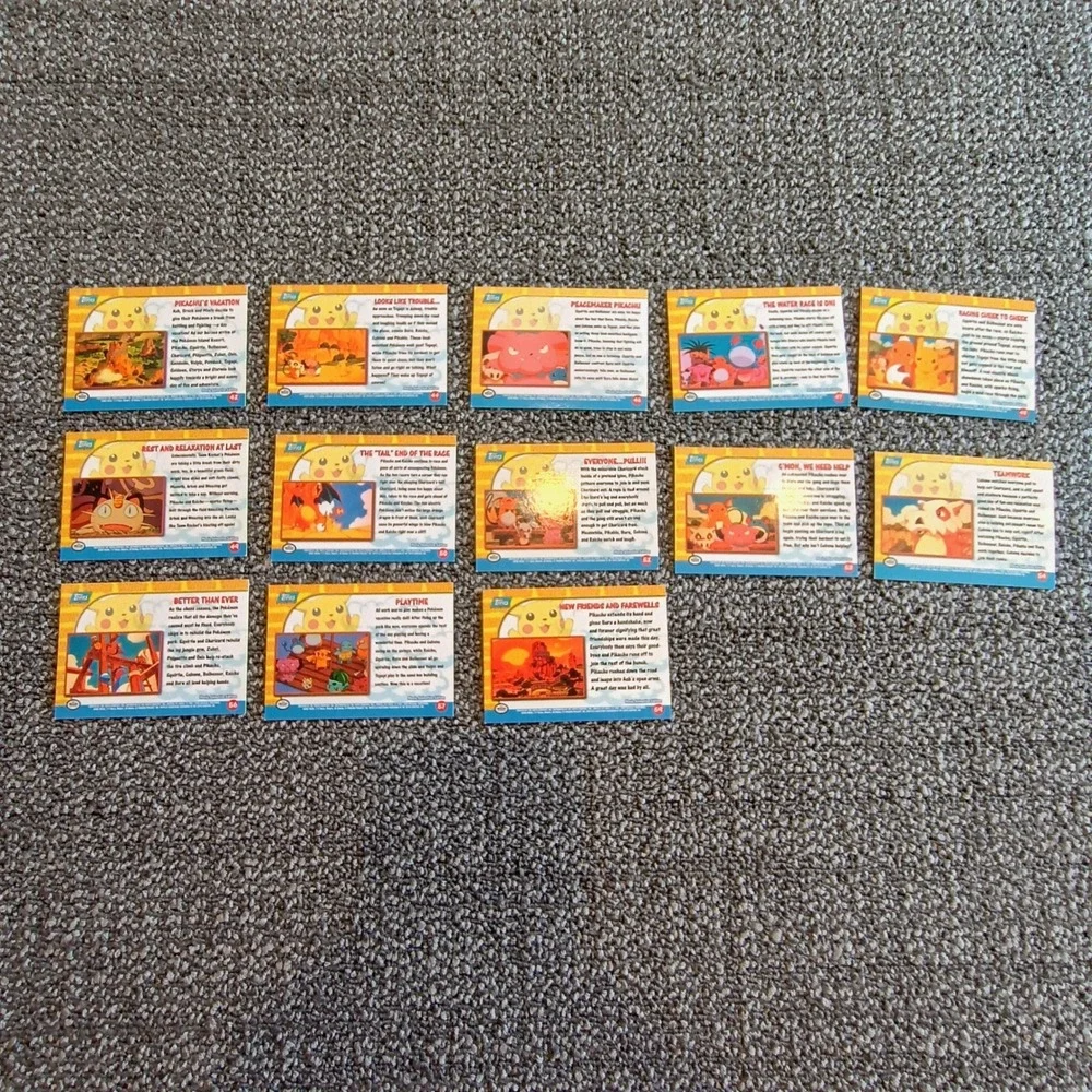 13pc Topps Pokemon Pikachus Vacation Movie Animation Edition Card Lot 1999 Blue - Picture 5 of 9